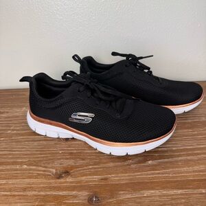 Skechers Black/Rose Flex Appeal 4.0 Brilliant View Lace Up Sneakers Women’s 8